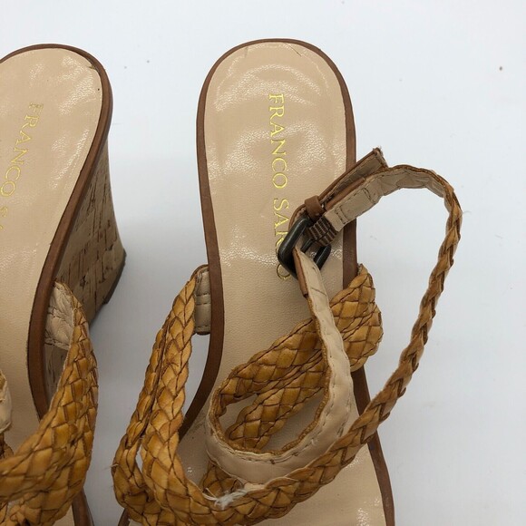 Franco Sarto Galli Wedge Sandals Size 9.5 Brown Braided Cork Open Toe Casual - Picture 4 of 8